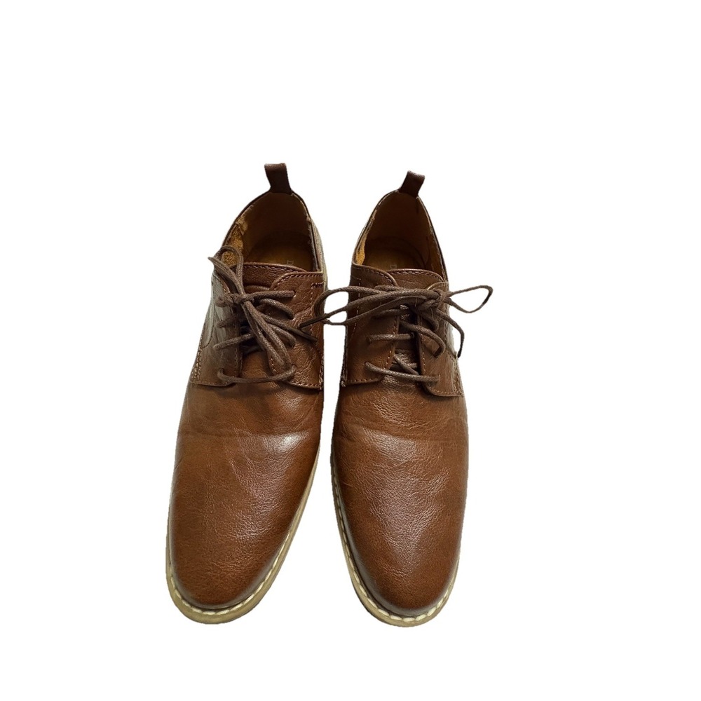 Deer Stags Zander Boys 5M Brown Faux Leather Oxford Dress Shoes‎ Memory Foam